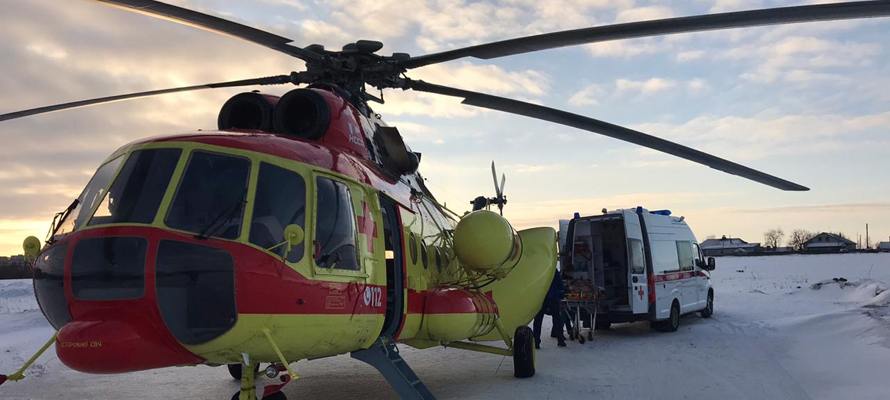 Мужчину с травмой головы на вертолете доставили в Петрозаводск