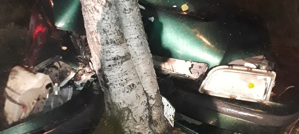 Автомобиль врезался в дерево на севере Карелии