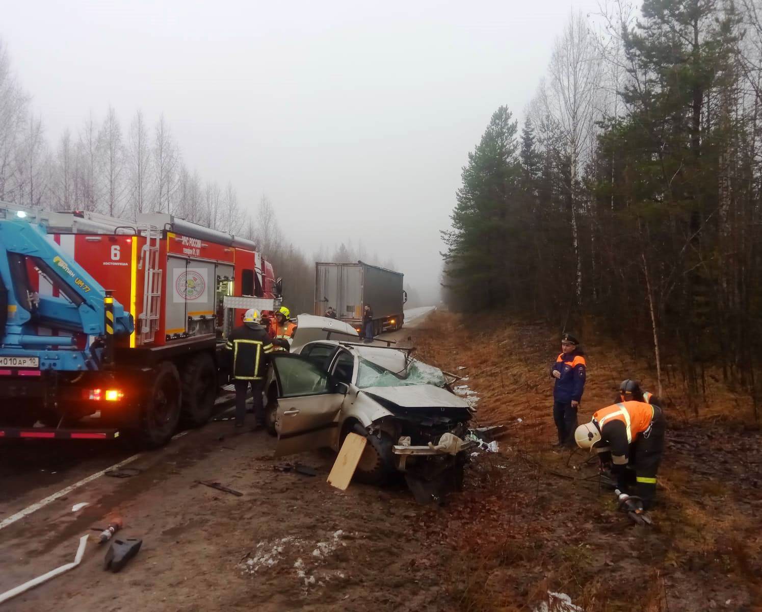  Увеличилось число жертв ДТП в Карелии с участием грузового автомобиля и «легковушки»
