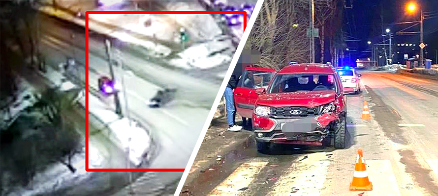 Автомобиль вылетел на перекресток в Петрозаводске, протаранив встречную машину (ФОТО и ВИДЕО)