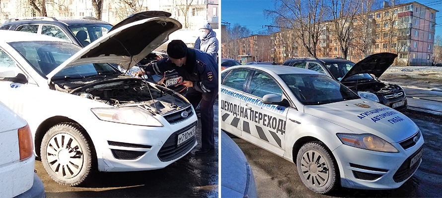 Сотрудники ГИБДД помогли завестись автолюбительнице из Петрозаводска