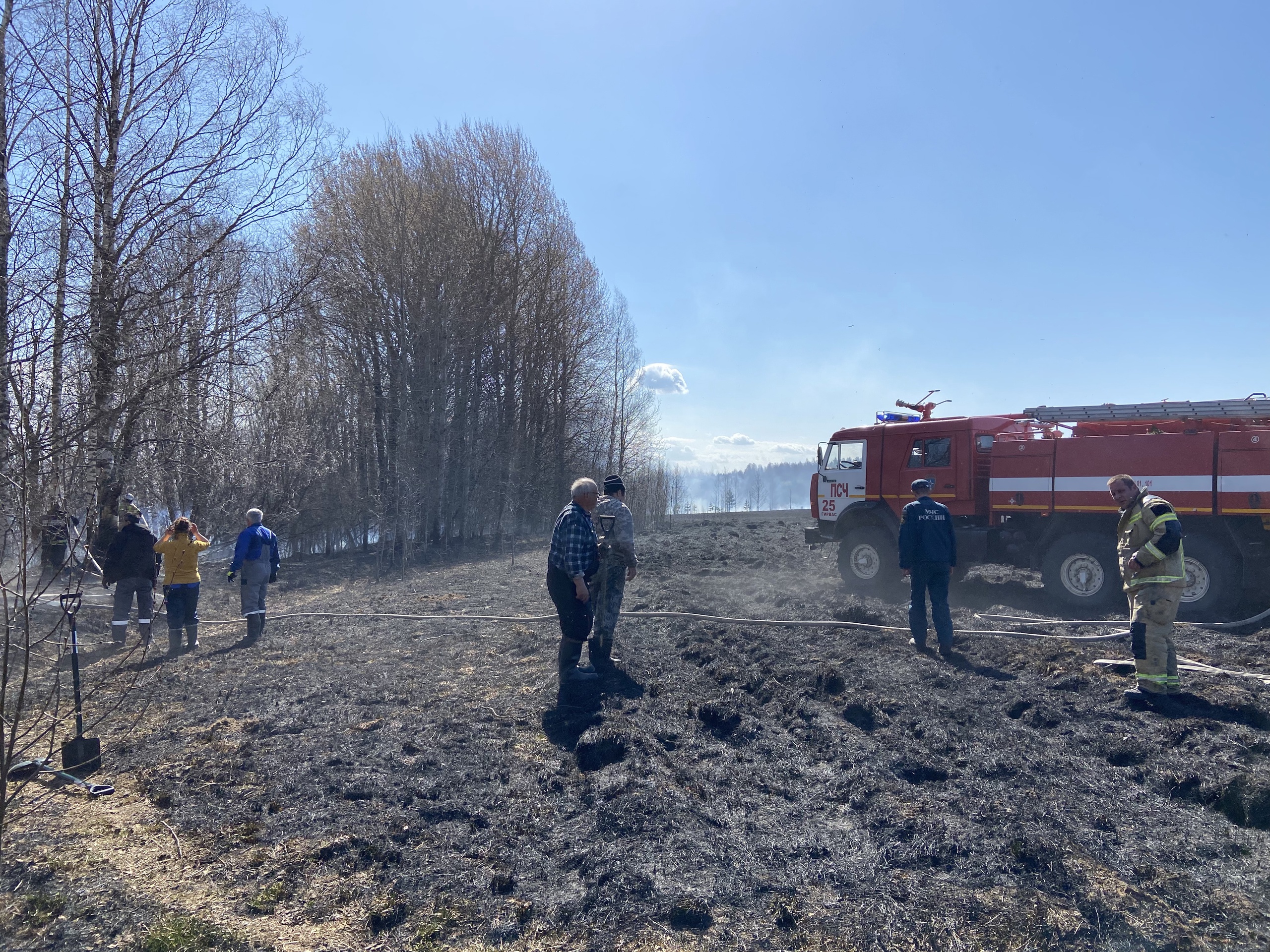 Сухая трава загорелась вблизи дач в районе Карелии (ФОТО)