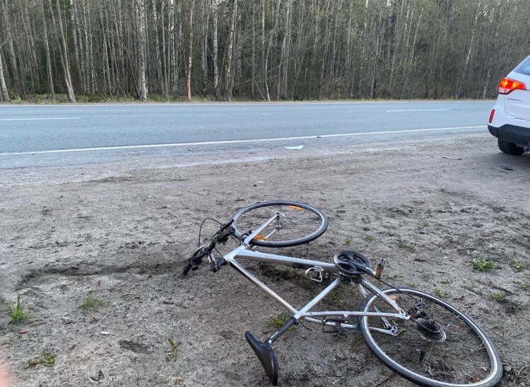 Велосипедист попал под колеса автомобиля на загородной трассе в Карелии
