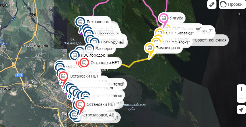 Появилась первая интерактивная карта маршрутов автобусов из Петрозаводска в пригород