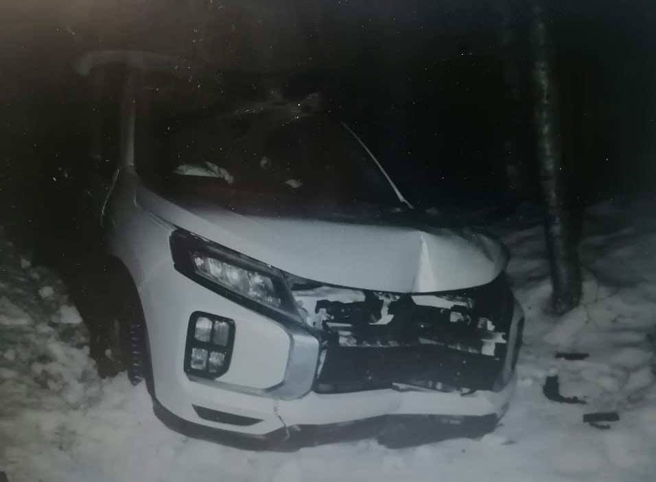 Автомобиль вылетел с дороги в Пряжинском районе Карелии