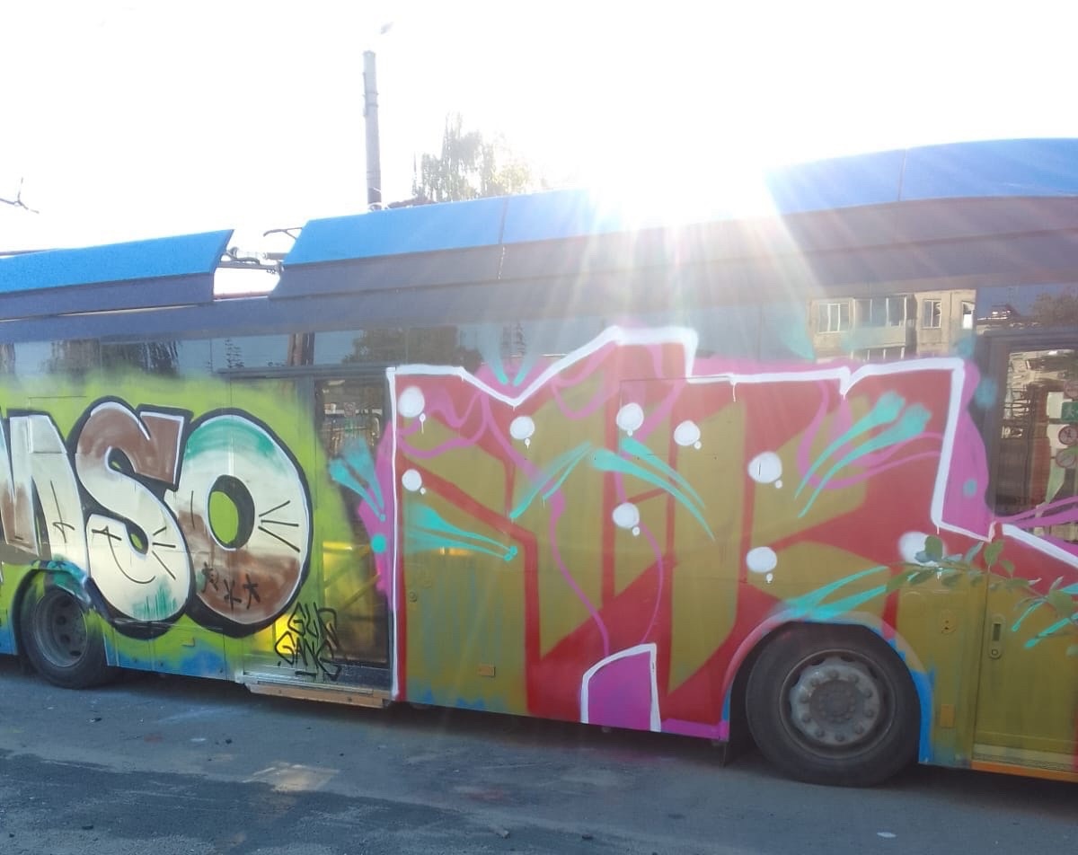 Полиция ищет злодеев, разрисовавших троллейбусы в Петрозаводске 