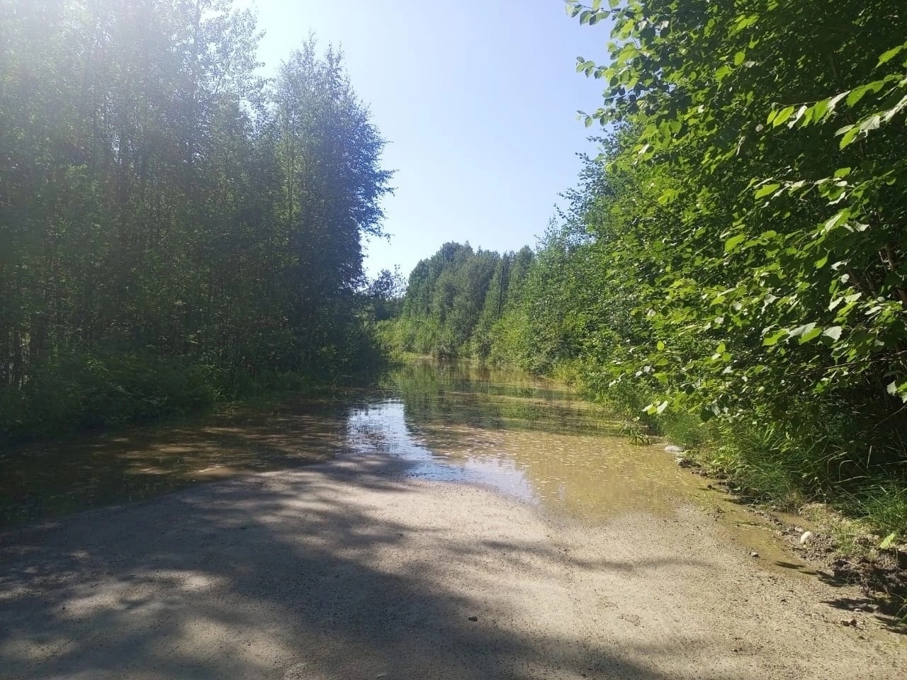 Из-за прорыва дамбы в Карелии затопило дорогу между населенными пунктами