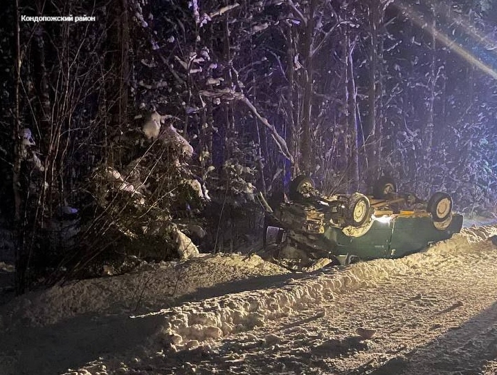 Микроавтобус перевернулся на крышу вблизи Кондопоги — есть пострадавшие