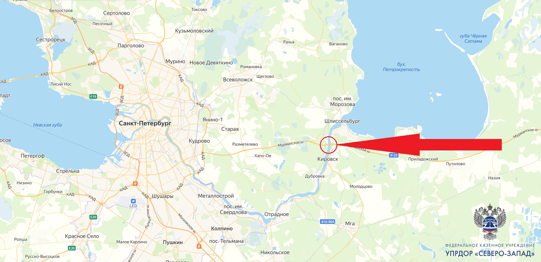 Участок трассы «Кола» перекроют для транспорта из-за разводки моста через Неву