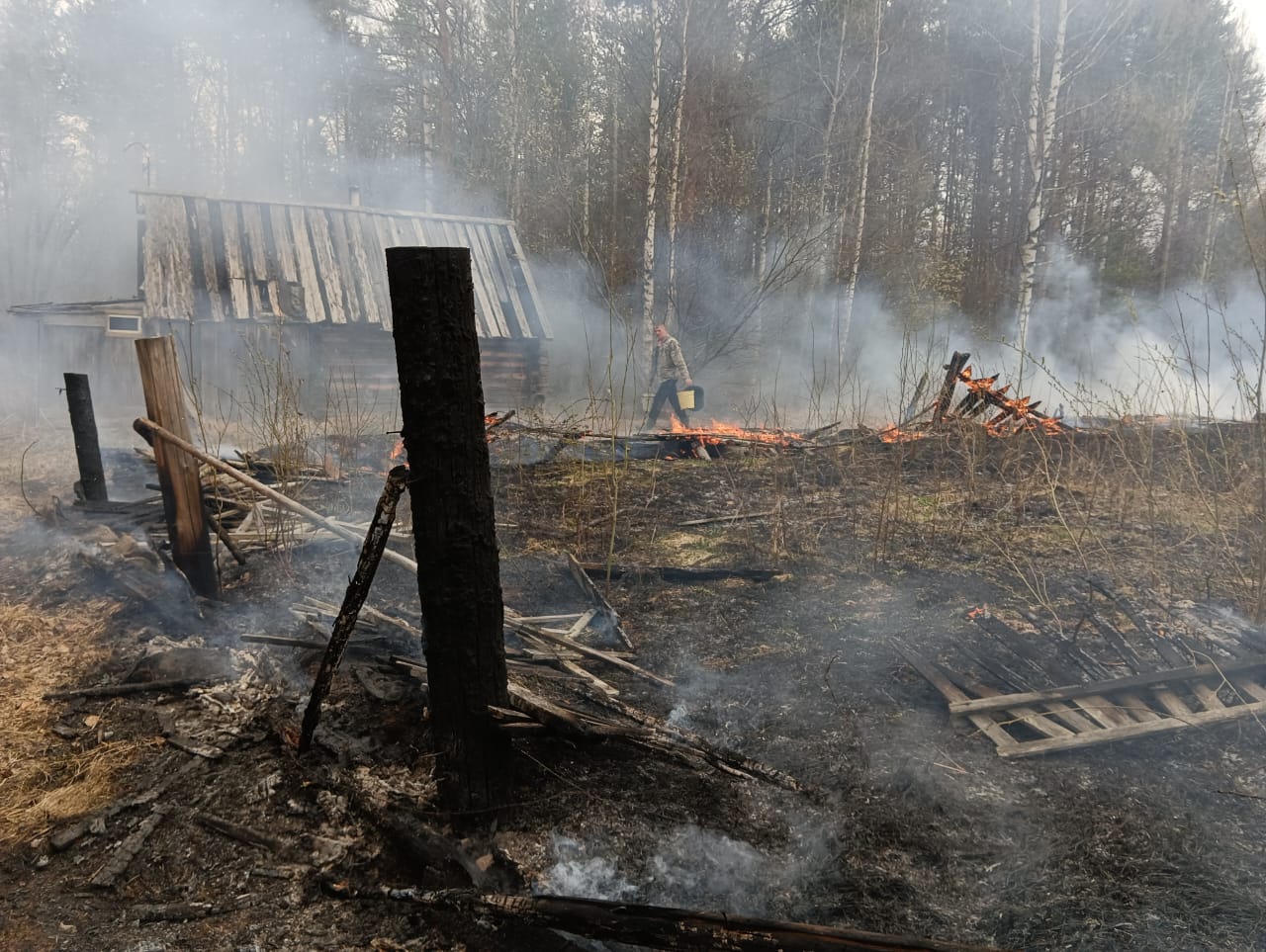 Пожарные спасли дом на западе Карелии от пала травы